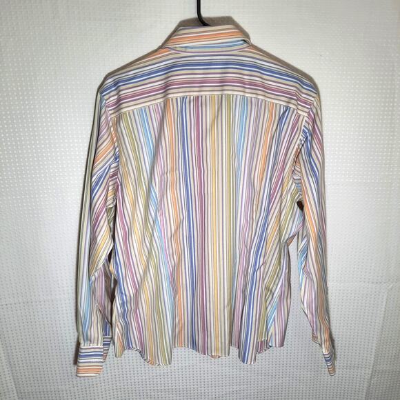 Lands' End 18 Shirt Men's Multicolor Stripe 100% Cotton Button Down Hong Kong - Picture 5 of 8